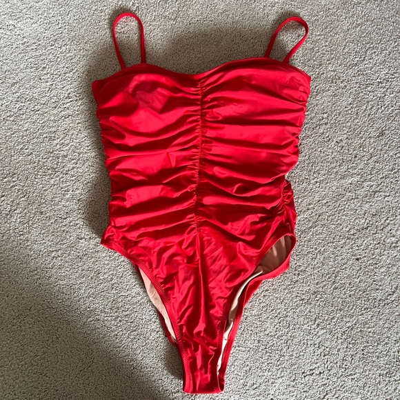 New with tags. Unused. J. Crew lined swimsuit. Bright Cerise. Size 12. - Picture 3 of 7